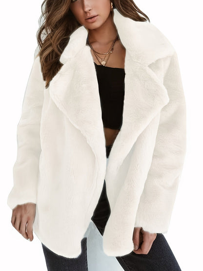 Manteau d'extérieur chaud à manches longues pour femmes, col à revers, mode automne-hiver — 9