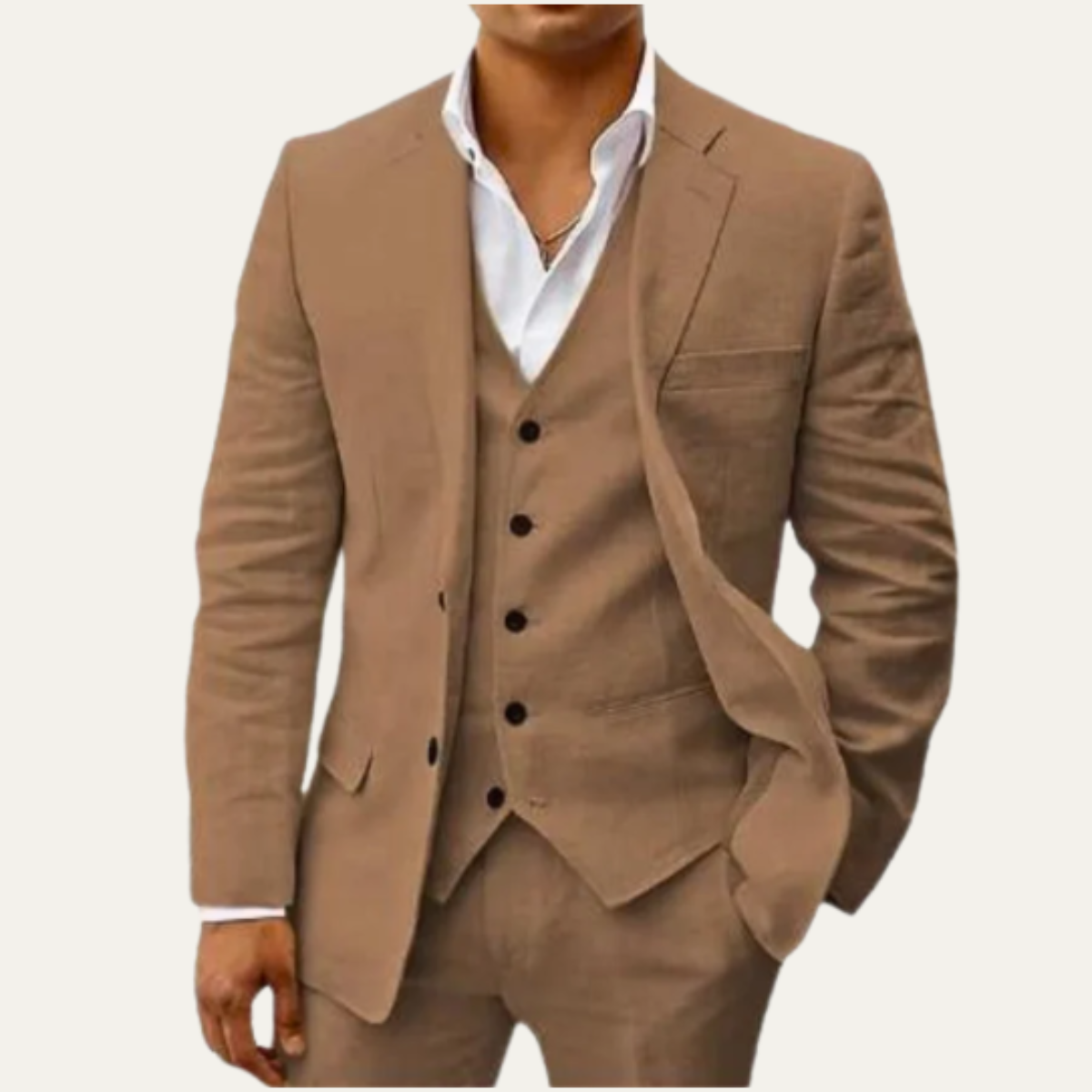Le Costume en Lin 3 Pièces pour Hommes Oakridge – Ensemble Classique Respirant d'Été — 2