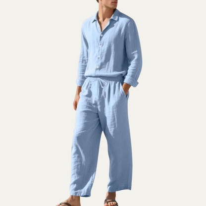 Ensemble Chemise en Lin pour Homme & Pantalon Large Cumberland – Tenue de Plage Décontractée — 5
