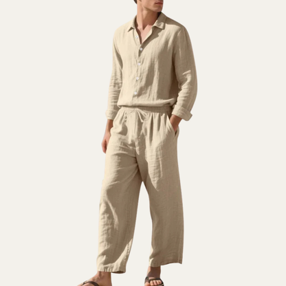 Ensemble Chemise en Lin pour Homme & Pantalon Large Cumberland – Tenue de Plage Décontractée — 4