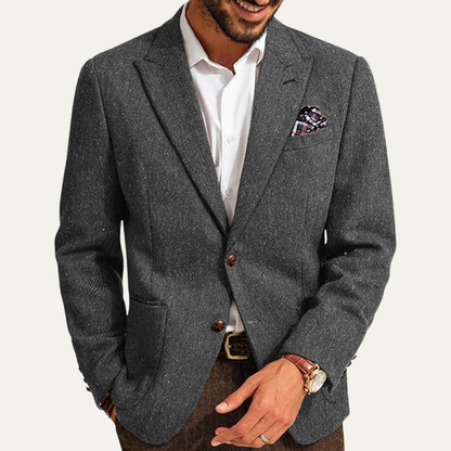 Le Blazer en Laine Tweed à Chevrons pour Hommes Domaso — 4