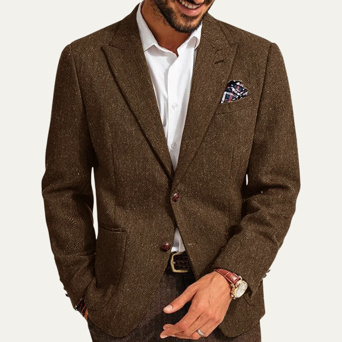 Le Blazer en Laine Tweed à Chevrons pour Hommes Domaso — 2