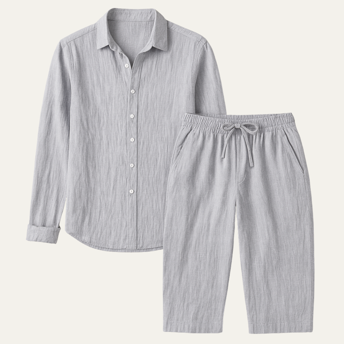 Ensemble Chemise en Lin pour Homme & Pantalon Large Cumberland – Tenue de Plage Décontractée — 1