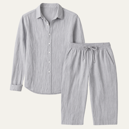 Ensemble Chemise en Lin pour Homme & Pantalon Large Cumberland – Tenue de Plage Décontractée — 1