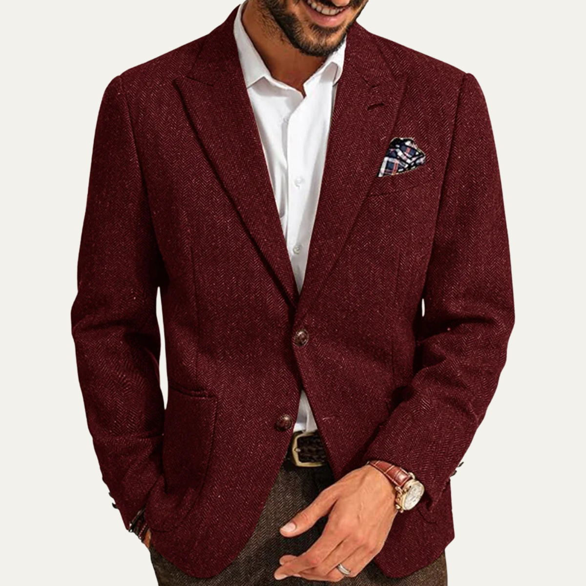 Le Blazer en Laine Tweed à Chevrons pour Hommes Domaso — 5