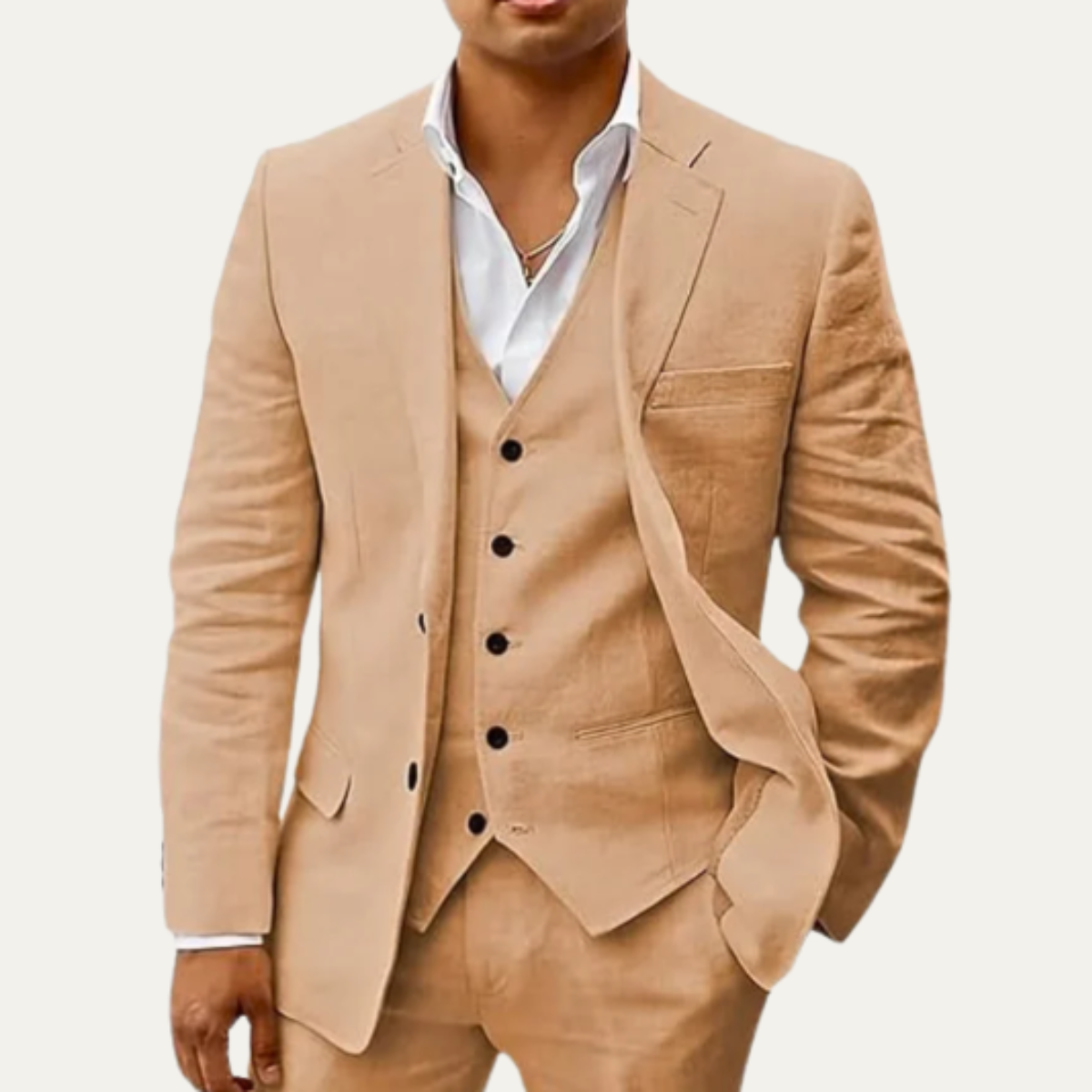 Le Costume en Lin 3 Pièces pour Hommes Oakridge – Ensemble Classique Respirant d'Été — 4