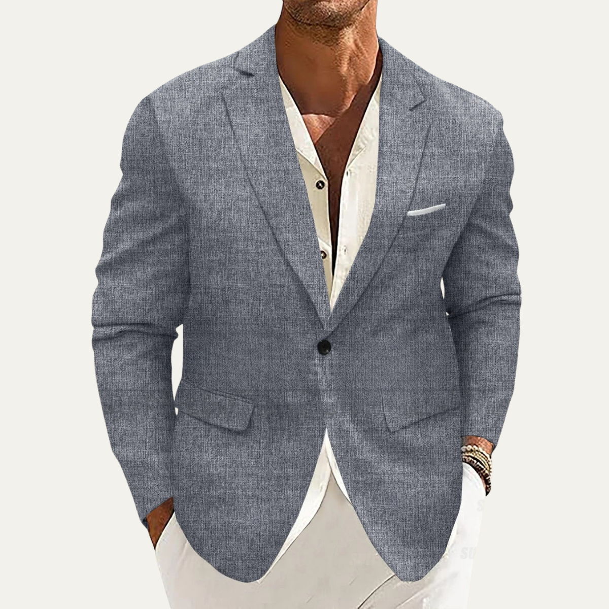 La Veste Blazer en Lin Léger Ajustée à Un Bouton pour Homme Mandello — 5
