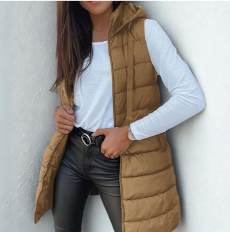 RAIN™ - Casual Sleeveless Hood Long Puffer Vest — 2