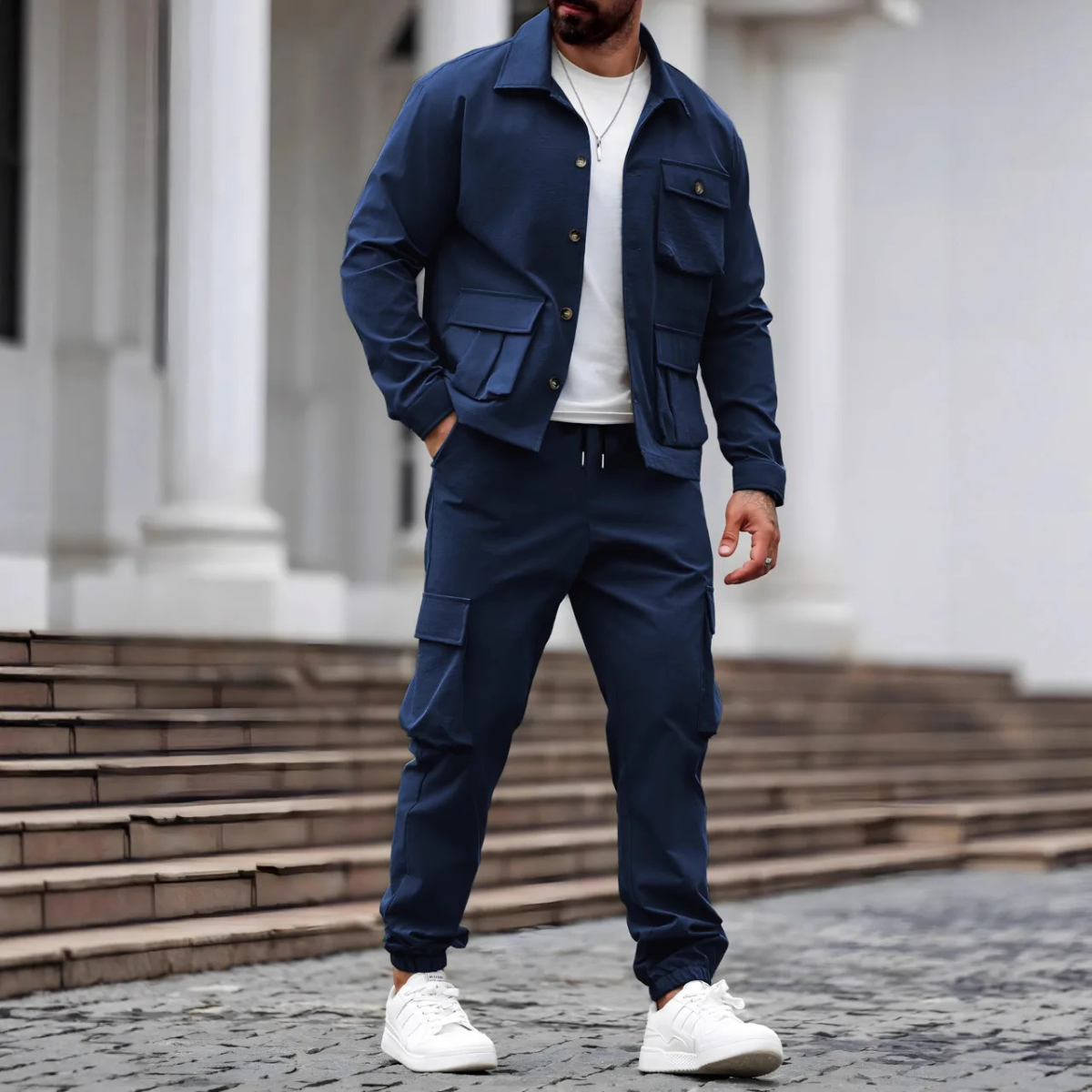 Le Set de Cargo Utilitaire Décontracté pour Hommes Ravenna – Veste et Pantalon — 2