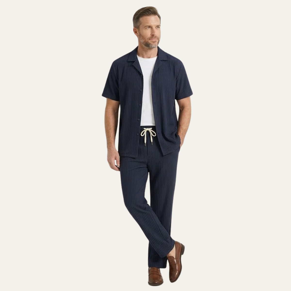 Le Set Dervio pour Hommes en Lin – Chemise Boutonnée Légère & Pantalons Décontractés — 4