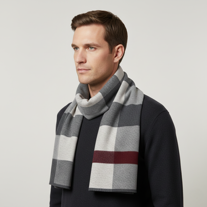 The Highgate Men's Classic Knit Plaid Scarf — 4