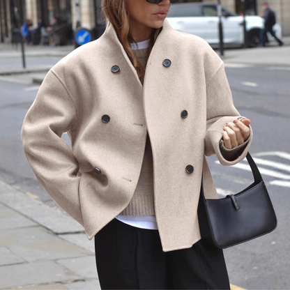 Rose | Manteau Caban Court à Boutonnage Croisé pour Femme