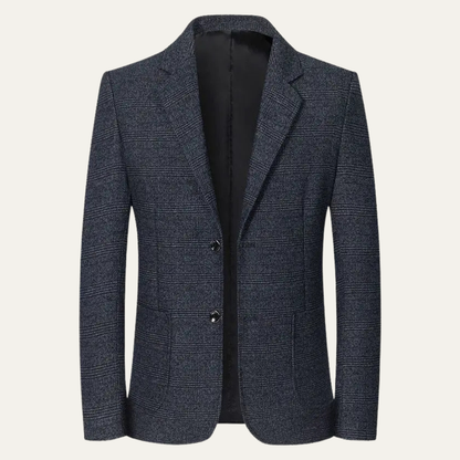 Marius | Blazer de Costume Ajusté à Revers Cranté pour Homme - Bleu Marine Chiné