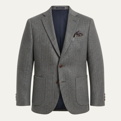 Veste Blazer en Laine Tweed à Rayures Herringbone pour Hommes Gravedona — 5