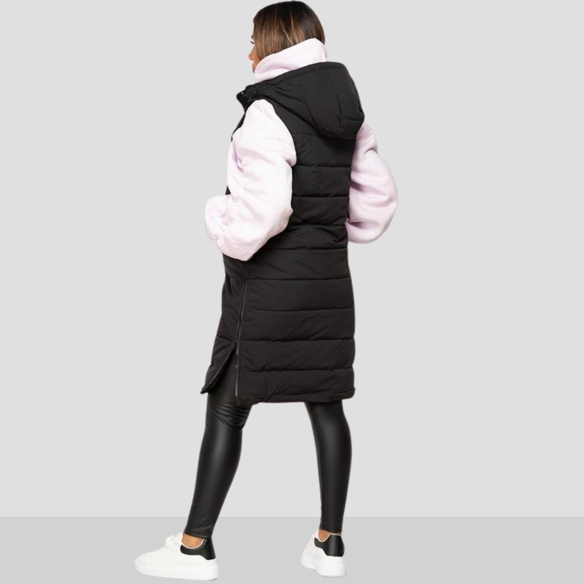 SIDRA™ - Comfy Black Padded Long Hooded Puffer — 2