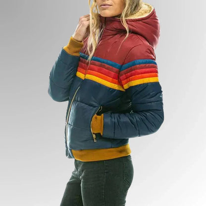 Sierra | Blouson Matelassé Rayé à Col Montant pour Femme