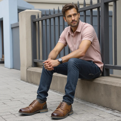The Monferrato Men’s Retro Lace Up Leather Oxford Shoes — 2