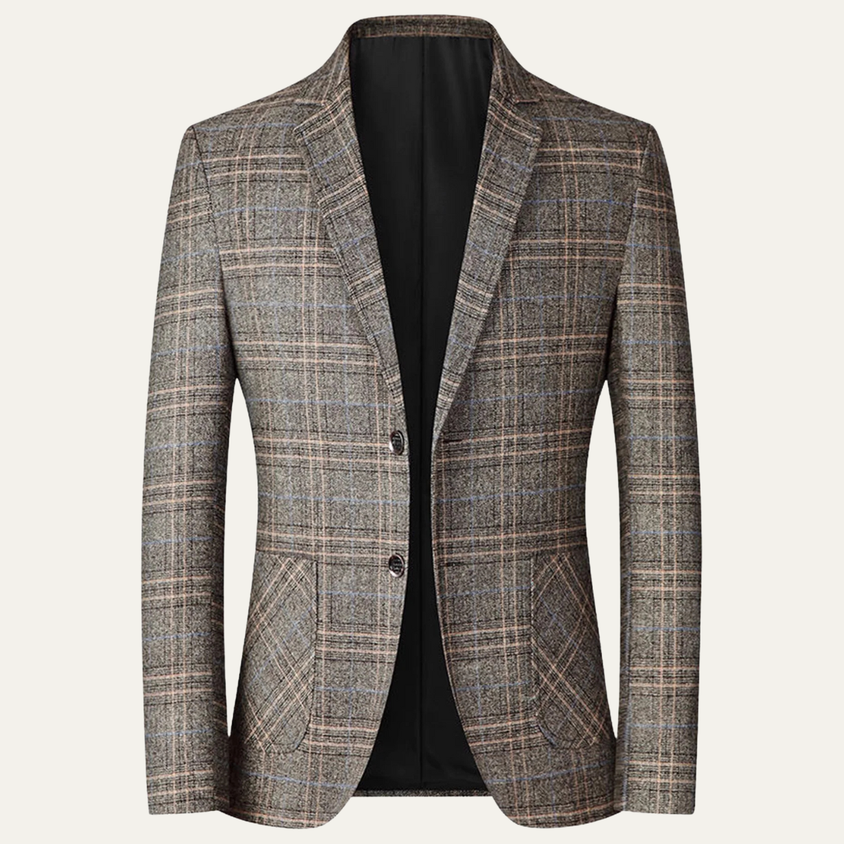 Marius | Blazer de Costume Ajusté à Revers Cranté pour Homme - Marron Prince-de-Galles