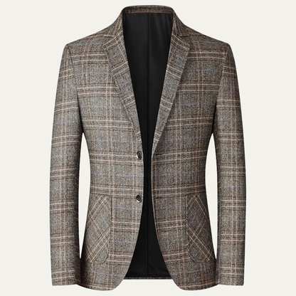 Marius | Blazer de Costume Ajusté à Revers Cranté pour Homme - Marron Prince-de-Galles