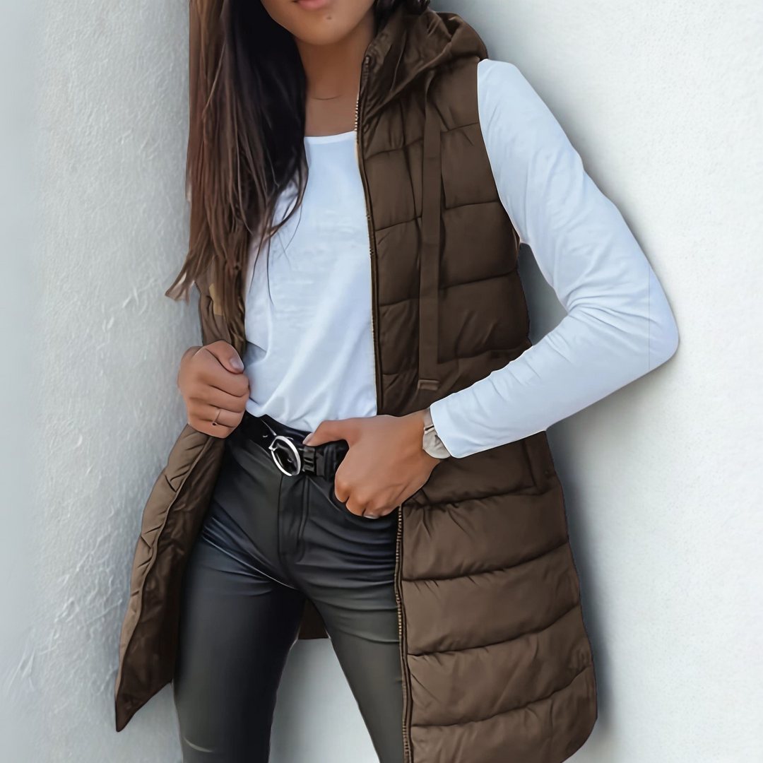 RAIN™ - Casual Sleeveless Hood Long Puffer Vest — 7