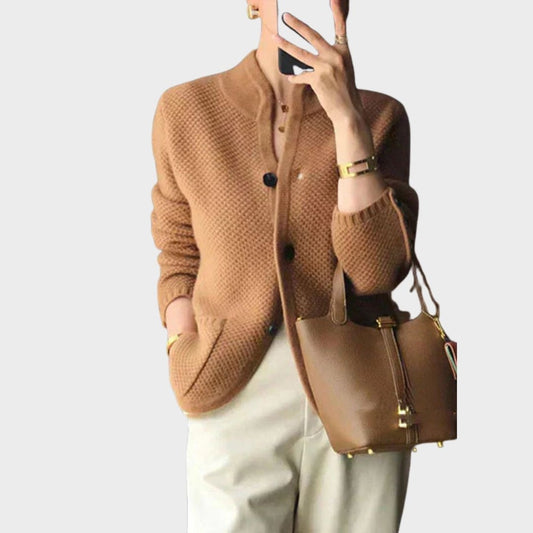 Célia | Blazer Texturé Boutonné à Manches Longues pour Femme