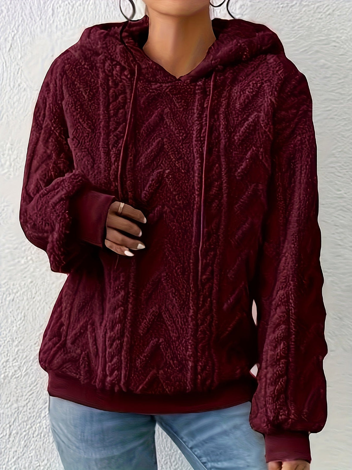 Sweat à capuche décontracté pour femme, nouvelle collection automne-hiver 2025, doublé polaire confortable, couleur unie — 3