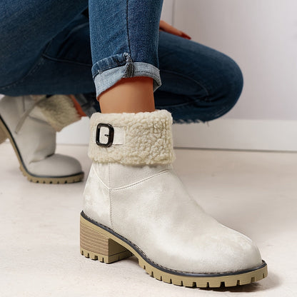 Nouvelles Bottes Montantes Noires 2025, Bottes Courtes Décontractées et Tendance pour Femmes, Bottes à Fermeture Éclair à Bout Rond pour Femmes, Chaudes et Épaisses pour l'Extérieur, Chaussures pour Femmes — 11