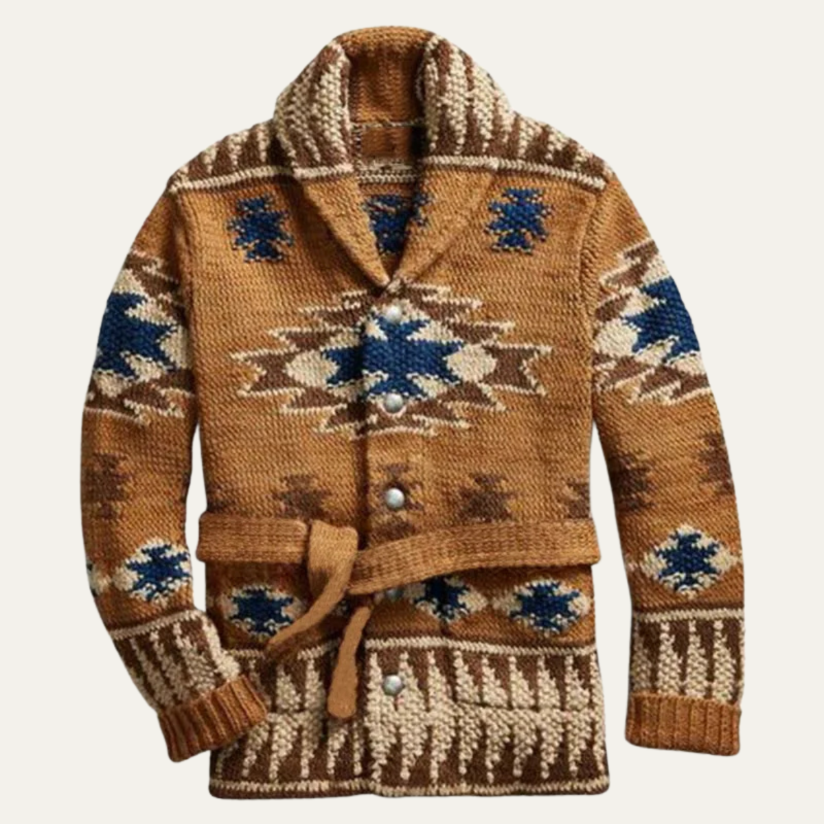 Le Pull Cardigan Épais Tricoté en Jacquard Rétro pour Hommes Positano — 1