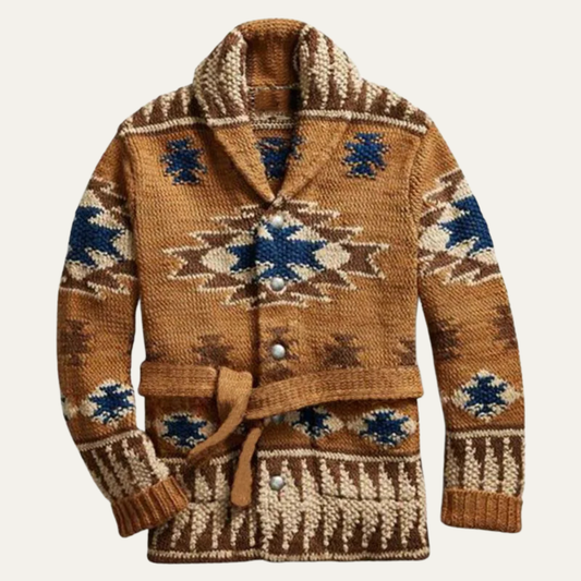 Le Pull Cardigan Épais Tricoté en Jacquard Rétro pour Hommes Positano — 1
