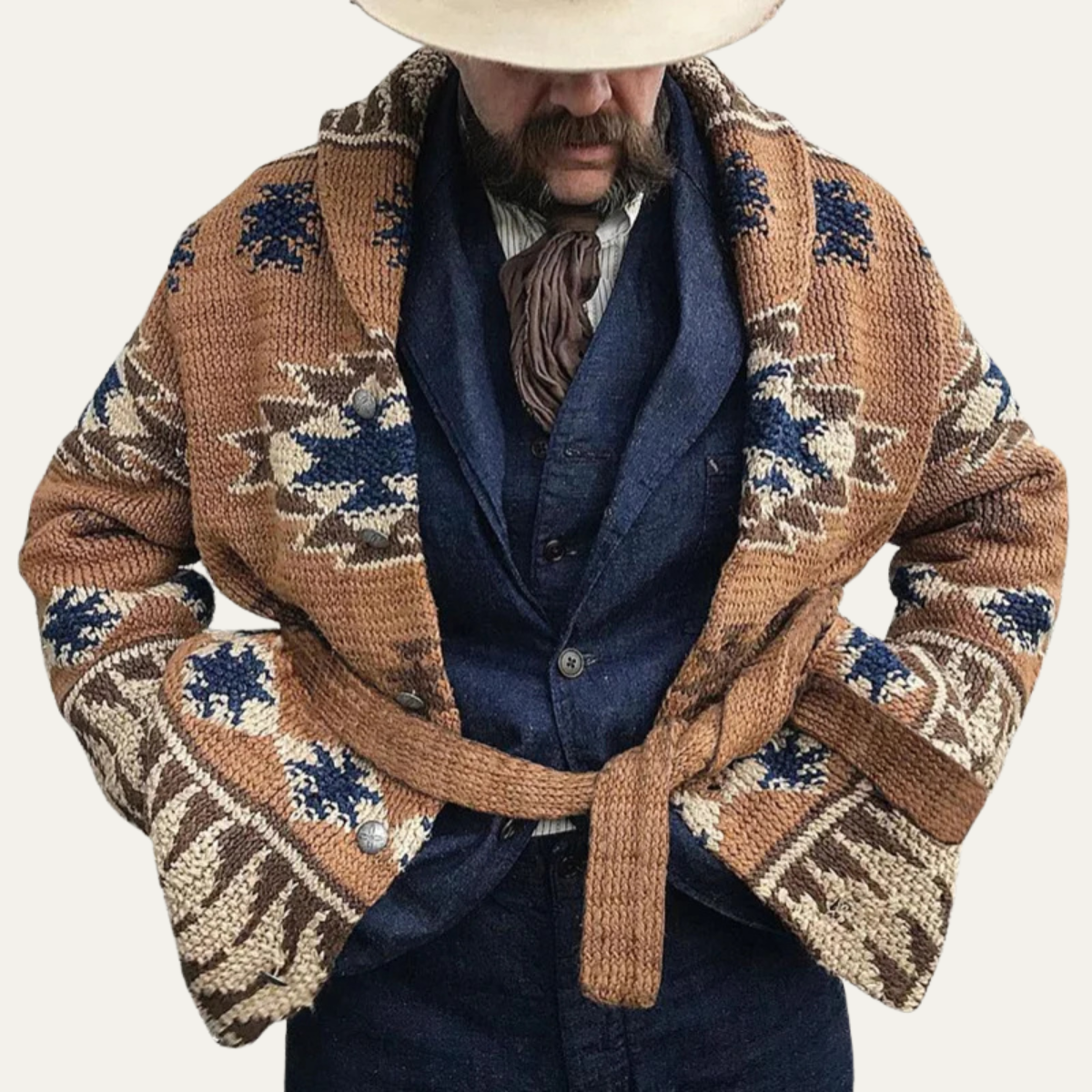 Le Pull Cardigan Épais Tricoté en Jacquard Rétro pour Hommes Positano — 3