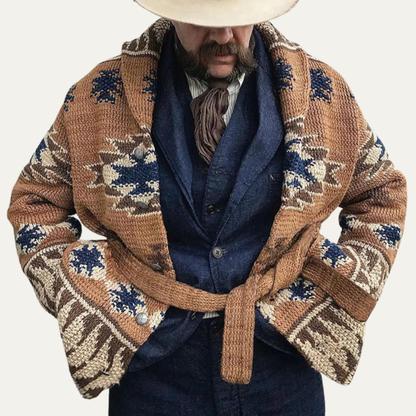 Le Pull Cardigan Épais Tricoté en Jacquard Rétro pour Hommes Positano — 3