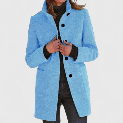 Camille | Manteau Mi-Long Cintré à Col Chemise pour Femme