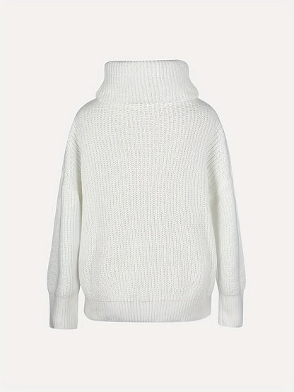 Pull confortable pour femme - Manches longues, col ras du cou, boutonnage sur le devant, couleur unie, coupe ample, convient pour une tenue décontractée automne/hiver, pull décontracté pour femme — 7