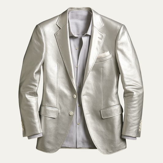 Le Blazer Métallique Argent pour Hommes Monaco – Veste de Luxe pour Fête et Dîner — 1