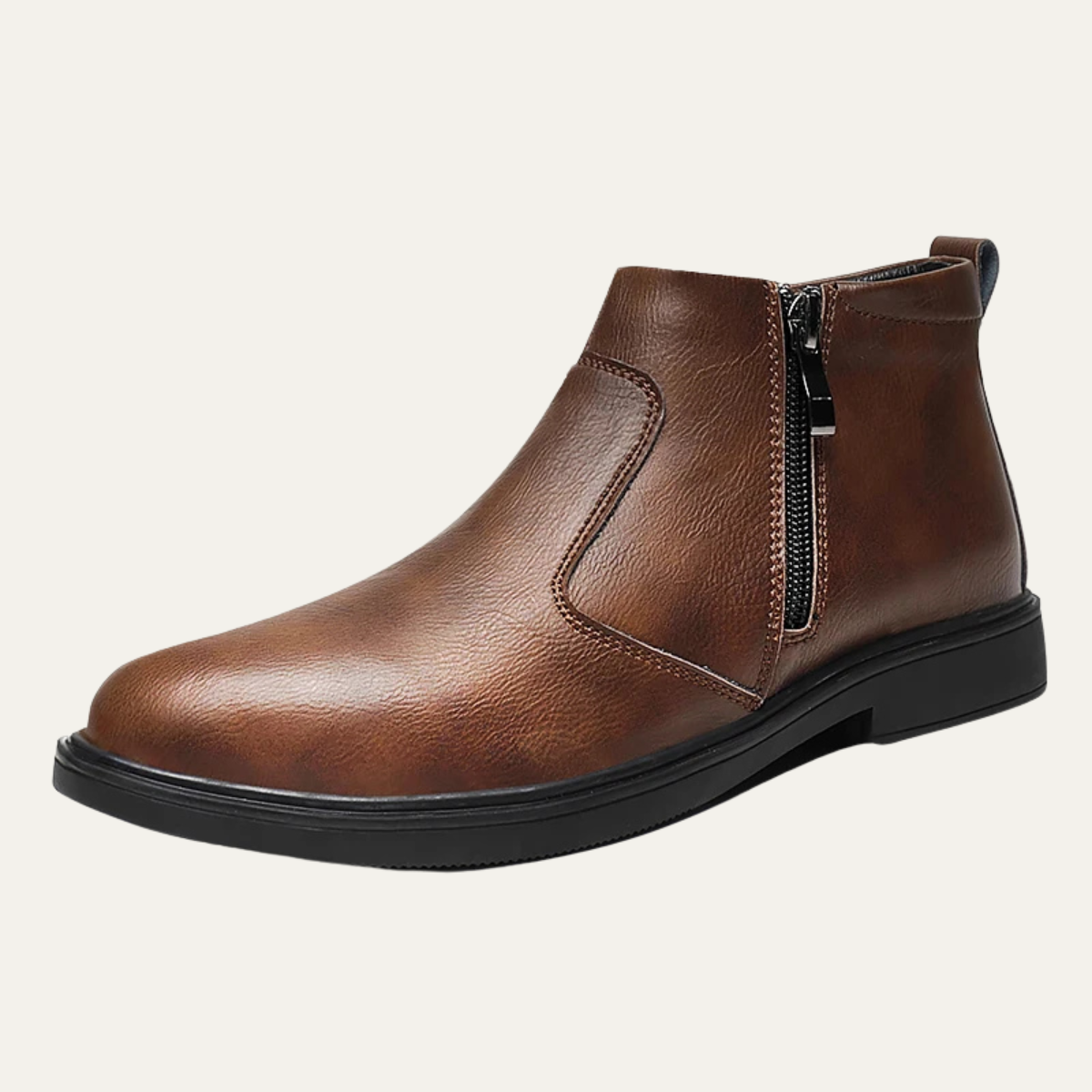 The Copperfield Men’s Casual Side Zip Leather Ankle Boots — 5