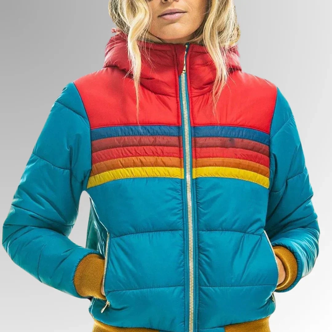 Sierra | Blouson Matelassé Rayé à Col Montant pour Femme