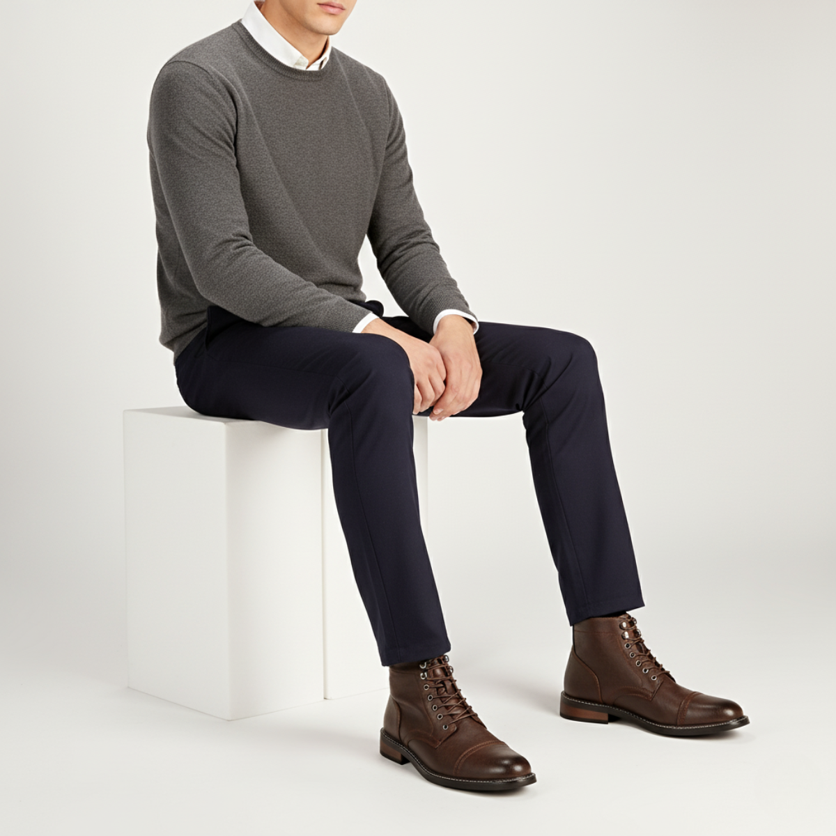 The Porto Cervo Men’s Durable Leather Lace Up Ankle Boots — 8