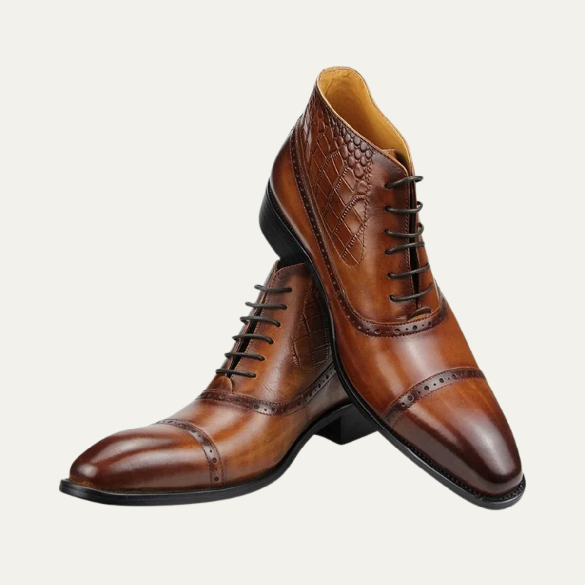 The Capo Vaticano Men’s Formal Leather Brogue Lace Up Ankle Dress Boots — 3