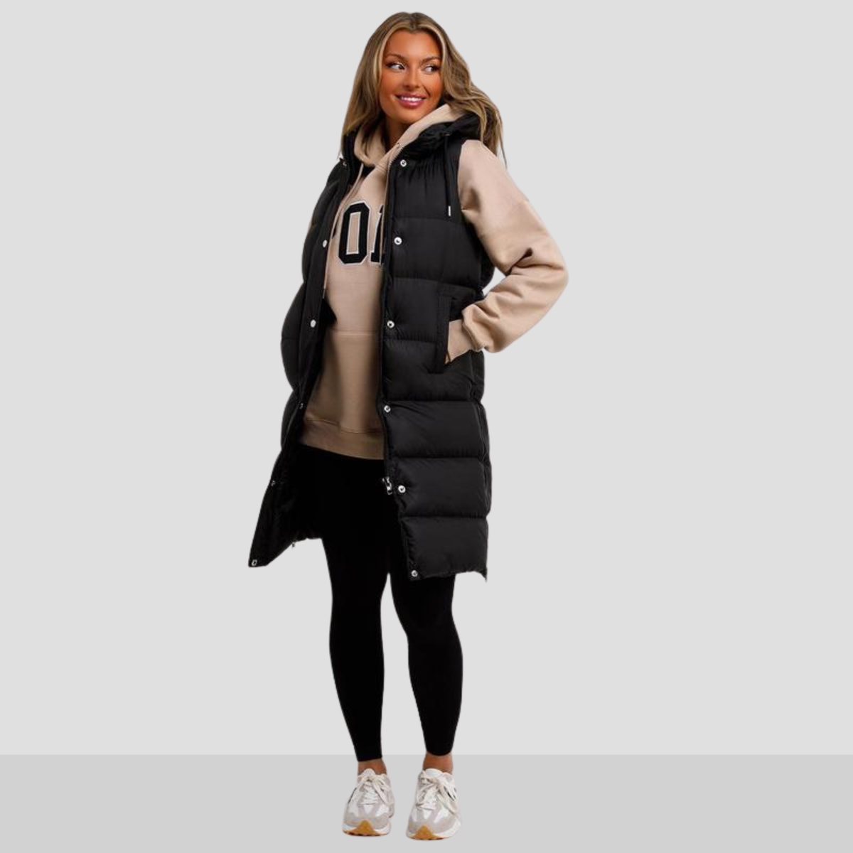 SIDRA™ - Comfy Black Padded Long Hooded Puffer — 1
