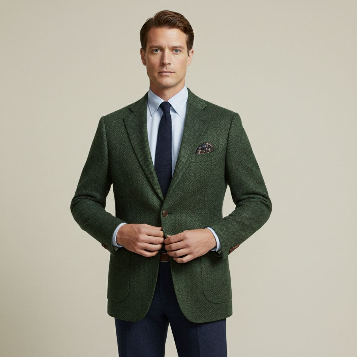 Veste Blazer en Laine Tweed à Rayures Herringbone pour Hommes Gravedona — 8