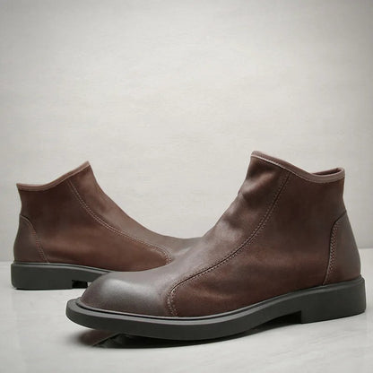 The Bari Men's Warm Plush Zip Up Leather Ankle Boots — 4