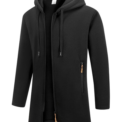 Trench long chaud doublé pour homme, automne/hiver, veste coupe ajustée, décontractée et à la mode, gris, tendance et polyvalente, haut doux et confortable, manches longues, col montant à fermeture éclair en tricot pour homme, couleur unie, pour les rasse — 13