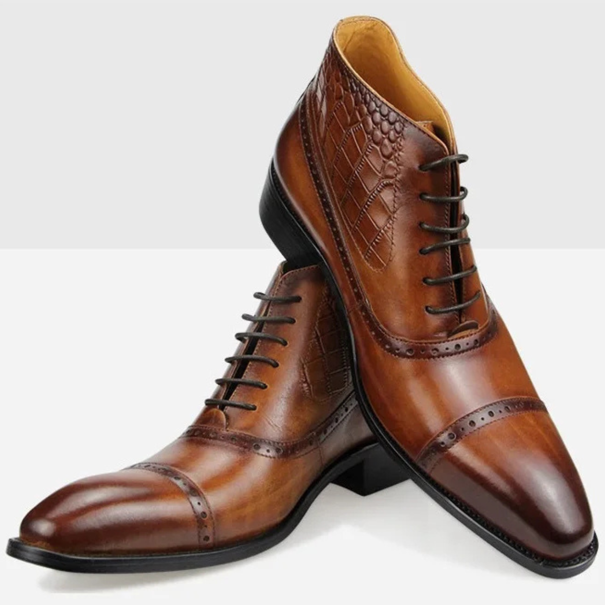 The Modena Men’s Pointed Toe Oxford Ankle Leather Boot — 5