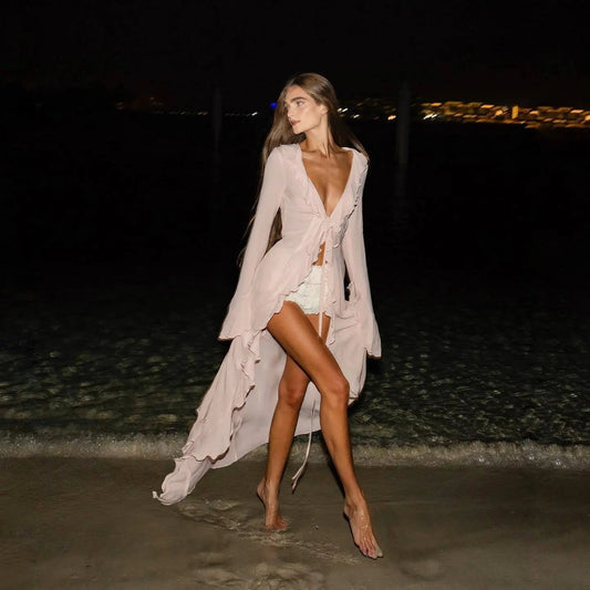 Women's Beachwear Maxi Dress Long Sleeve — 1
