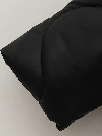 Veste matelassée ondulée, nouveau style automne-hiver, manteau chaud à col surdimensionné, haut décontracté pour femmes avec poche color-block, col amovible et rembourrage isolant matelassé, facile pour l'hiver à -10°C, coupe-vent et rétention de chaleur, — 8