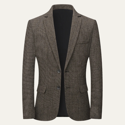 Marius | Blazer de Costume Ajusté à Revers Cranté pour Homme - Brun Tweed