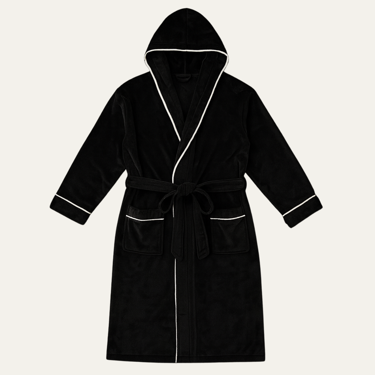 The Kenilworth Men's Hooded Fleece Long Bathrobe with Belt — 1