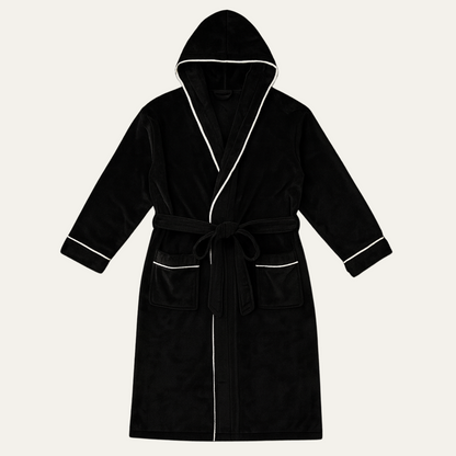 The Kenilworth Men's Hooded Fleece Long Bathrobe with Belt — 1