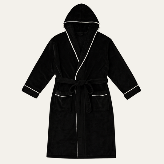 The Kenilworth Men's Hooded Fleece Long Bathrobe with Belt — 1