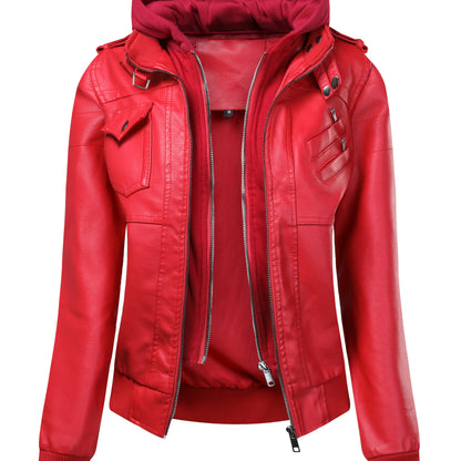 Veste 2-en-1 Femme Unie pour Printemps/Automne/Hiver – Veste Moto — 7